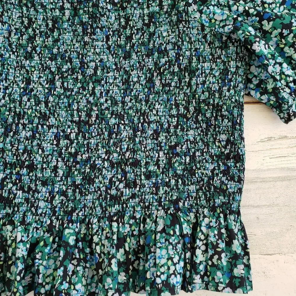 J.Crew Cotton Poplin Smocked Top Floral Size Large